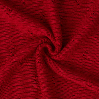 Pointelle Baby Knit Blanket in Red Xmas