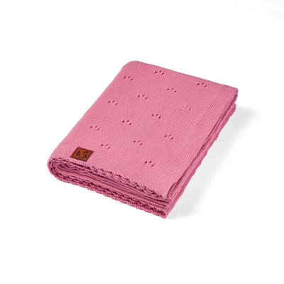 Pointelle Baby Knit Blanket in Rose Pink