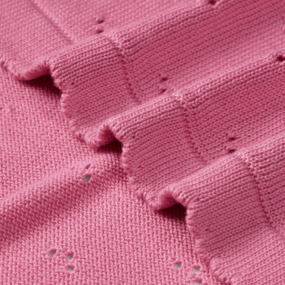 Pointelle Baby Knit Blanket in Rose Pink