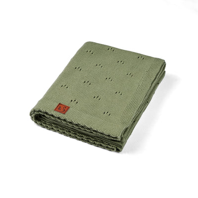 Pointelle Baby Knit Blanket in Sage Green