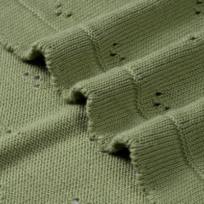 Pointelle Baby Knit Blanket in Sage Green