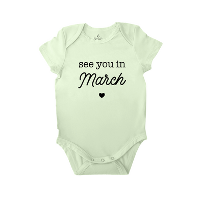 'See You in March' Bodysuit | Announce Your Little Lucky Charm SwaddleAn