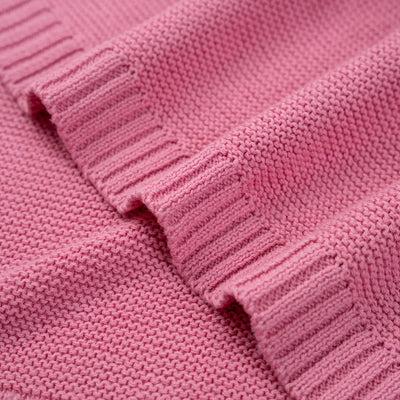 Classic Knit Cotton Baby Blanket in Rose Pink