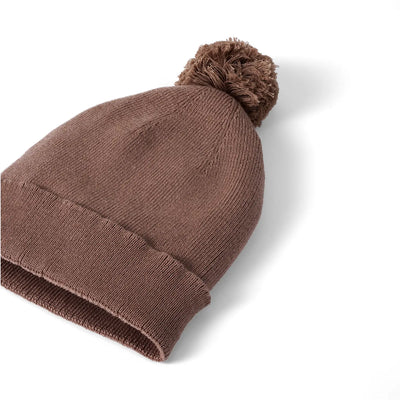 Knit Baby Pom Beanie in Mocha