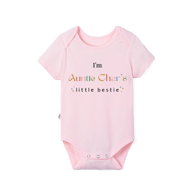 Custom I'm Auntie Little Bestie Bamboo Baby Bodysuit