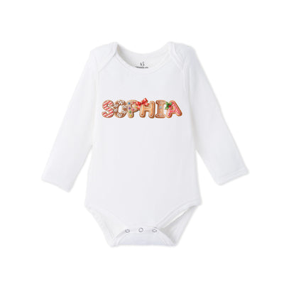 Custom Christmas Gingerbread Doodle Bamboo Baby Bodysuit