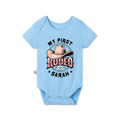 Custom Name 'My First Rodeo' Bamboo Baby Onesie