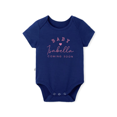 Custom Embroidered Name Coming Soon Bamboo Bodysuit