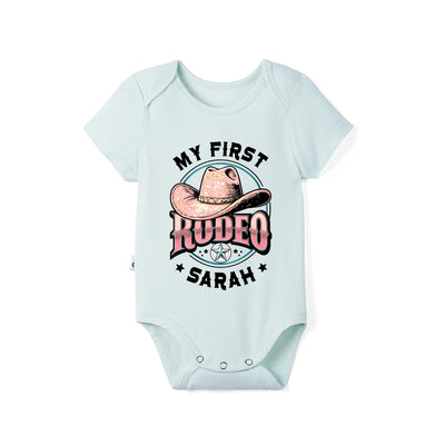 Custom Name 'My First Rodeo' Bamboo Baby Onesie