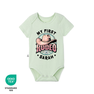 Custom Name 'My First Rodeo' Bamboo Baby Onesie