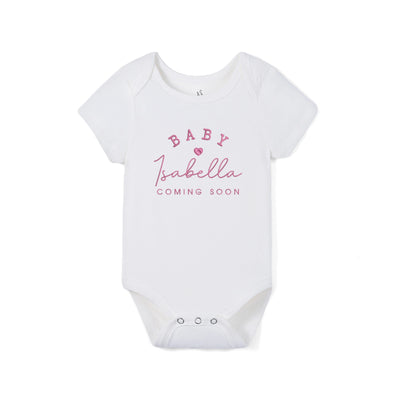 Custom Embroidered Name Coming Soon Bamboo Bodysuit