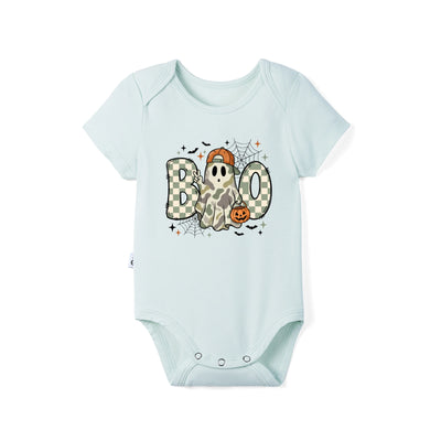 Retro Ghost Bow BOO Halloween Bamboo Baby Bodysuit