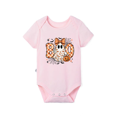 Retro Ghost Bow BOO Halloween Bamboo Baby Bodysuit
