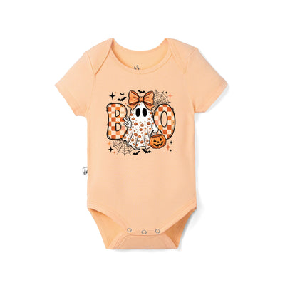 Retro Ghost Bow BOO Halloween Bamboo Baby Bodysuit