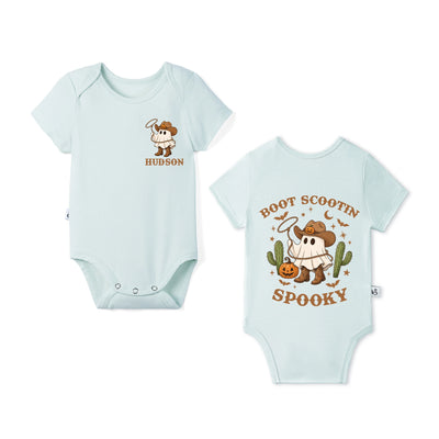 Custom Boot Scooting Spooky Name Halloween Bamboo Baby Bodysuit