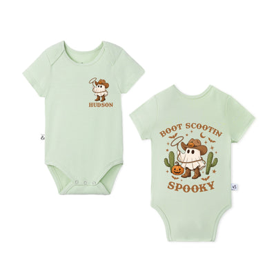 Custom Boot Scooting Spooky Name Halloween Bamboo Baby Bodysuit