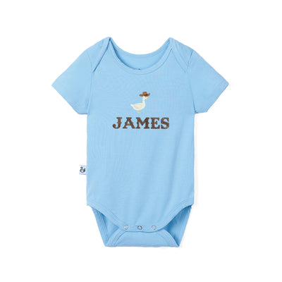 Custom Cowboy Goose Embroidered Name Bamboo Baby Bodysuit