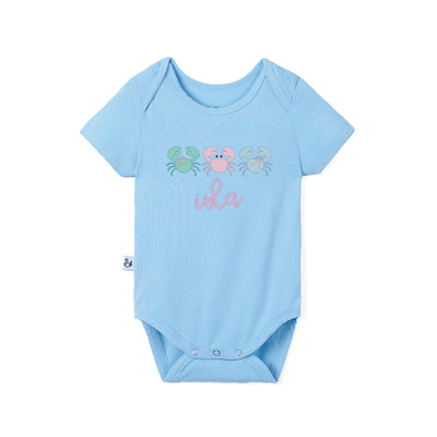 Custom Crab Trio Embroidered Bamboo Baby Bodysuit