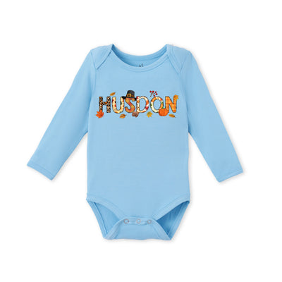 Custom Fall Doodle Name Bamboo Baby Bodysuit
