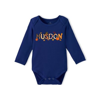Custom Fall Doodle Name Bamboo Baby Bodysuit