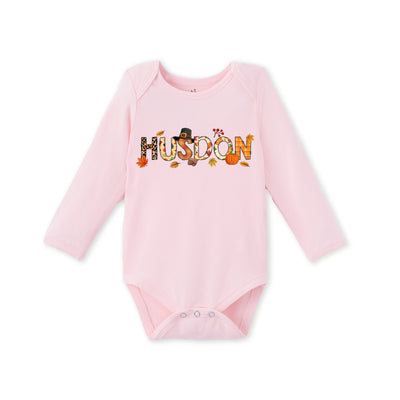 Custom Fall Doodle Name Bamboo Baby Bodysuit