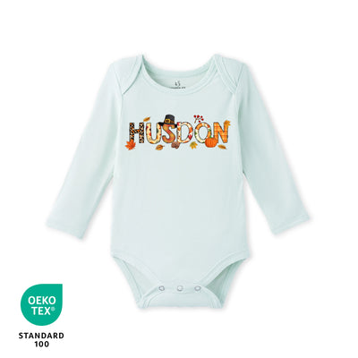 Custom Fall Doodle Name Bamboo Baby Bodysuit