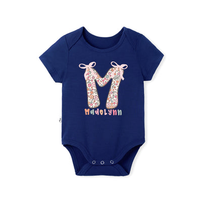 Custom Floral Doodle Initial Bamboo Bodysuit