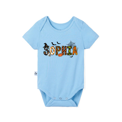Custom Halloween Name Doodle Bamboo Baby Bodysuit