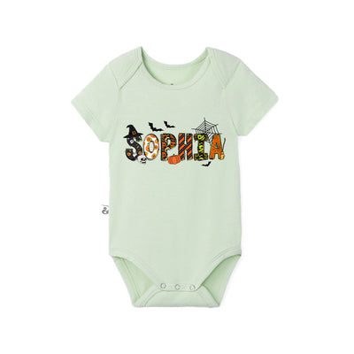 Custom Halloween Name Doodle Bamboo Baby Bodysuit