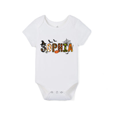 Custom Halloween Name Doodle Bamboo Baby Bodysuit