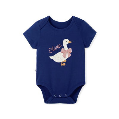 'Silly Goose' Bamboo Embroidered Baby Bodysuit