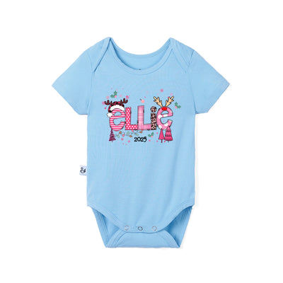 Custom Christmas Doodle Name Baby Bamboo Bodysuit