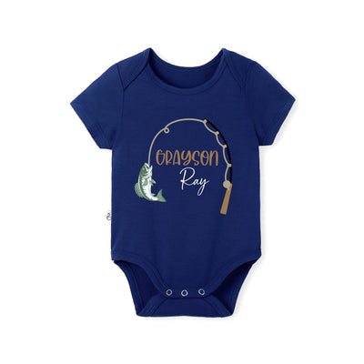 Custom Fishing Rod Name Bamboo Baby Onesie