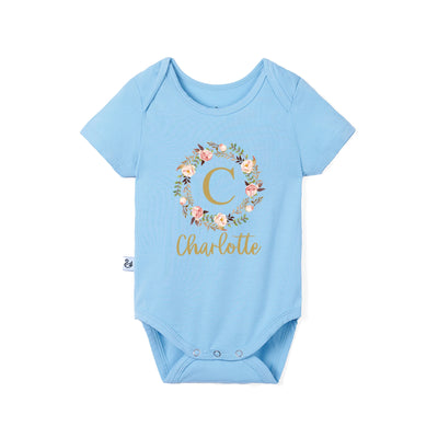 Custom Floral Initial Bamboo Bodysuit