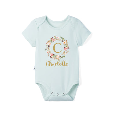 Custom Floral Initial Bamboo Bodysuit