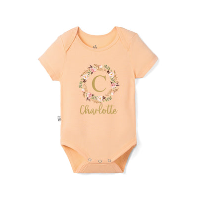 Custom Floral Initial Bamboo Bodysuit