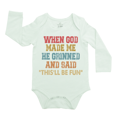 When God Make Me Baby Onesie, Funny Inspiration Bodysuit SwaddleAn