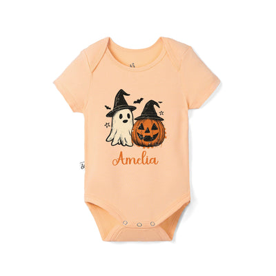 Custom Ghost and Pumpkin Name Bamboo Bodysuit