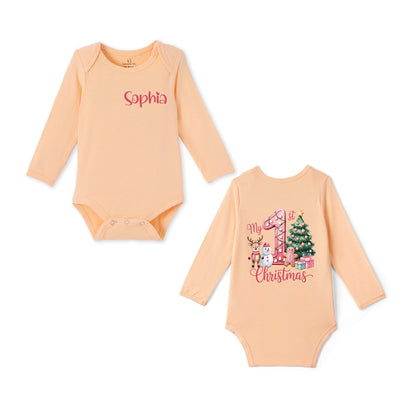 Custom Name My 1st Christmas Bamboo Baby Bodysuit