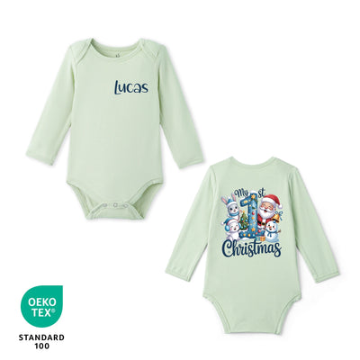 Custom Name My 1st Christmas Bamboo Baby Bodysuit