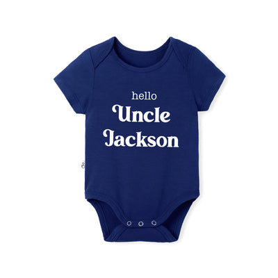 Custom Hello Uncle Name Bamboo Bodysuit
