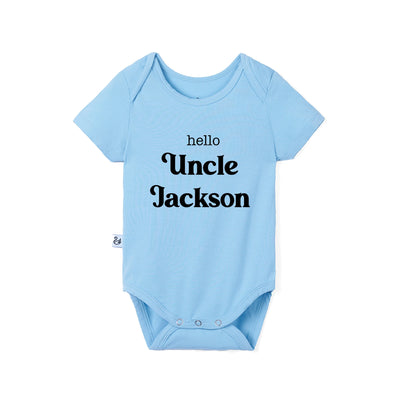 Custom Hello Uncle Name Bamboo Bodysuit