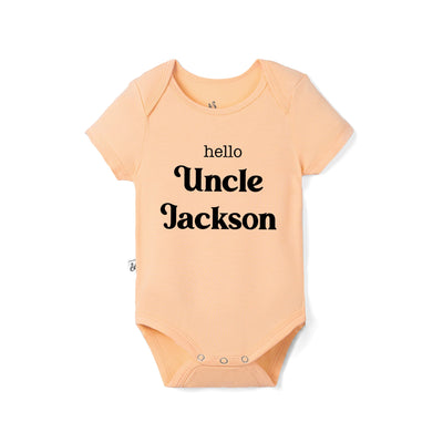 Custom Hello Uncle Name Bamboo Bodysuit