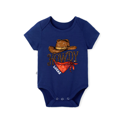 Custom Name Howdy Bamboo Baby Onesie
