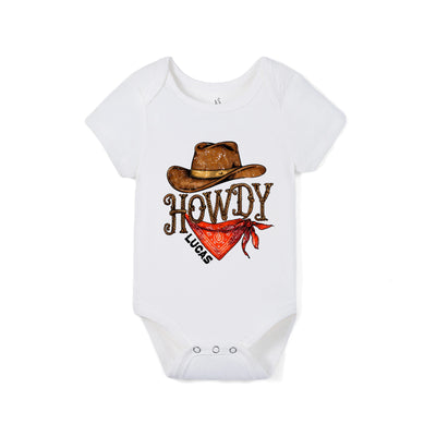 Custom Name Howdy Bamboo Baby Onesie