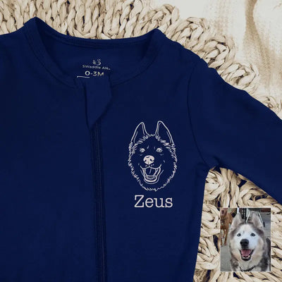Custom Printed Pet Portrait Baby Pajamas - SwaddleAn
