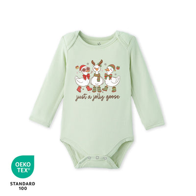 Just A Jolly Goose Christmas Bamboo Baby Onesie