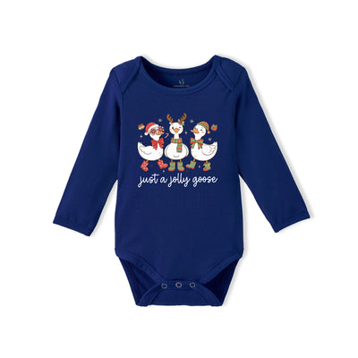 Just A Jolly Goose Christmas Bamboo Baby Onesie