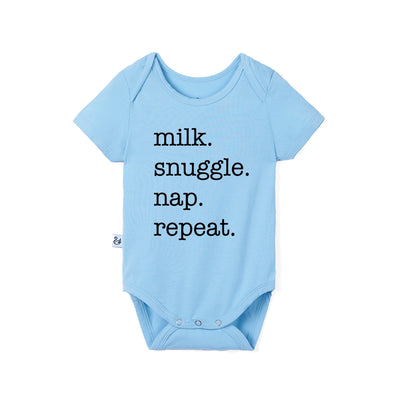 'Milk Snuggle Nap Repeat' Bamboo Baby Bodysuit
