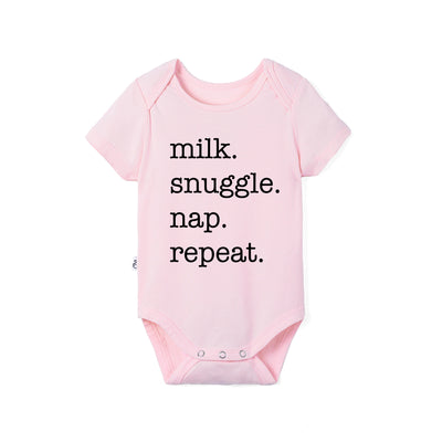 'Milk Snuggle Nap Repeat' Bamboo Baby Bodysuit